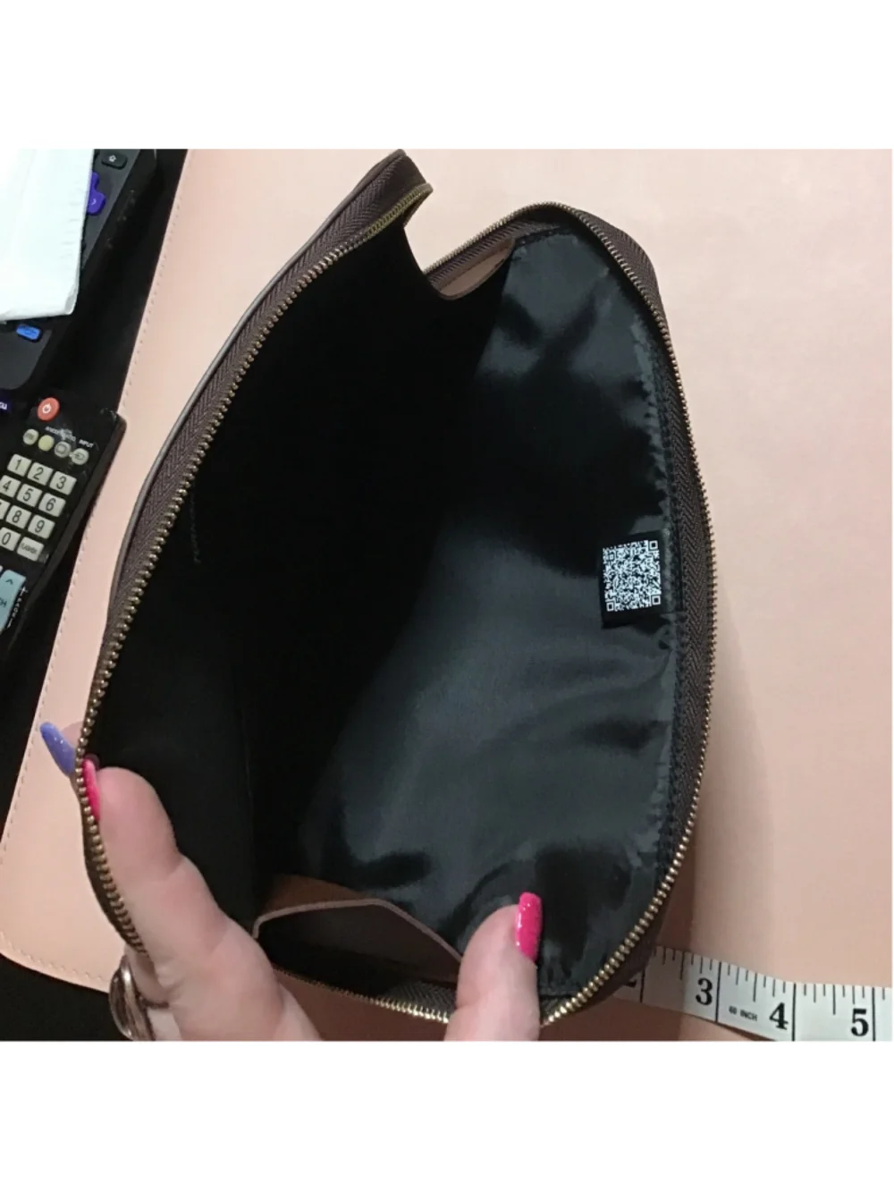 LANVIN Brown Cosmetic Bag with Gold Accents